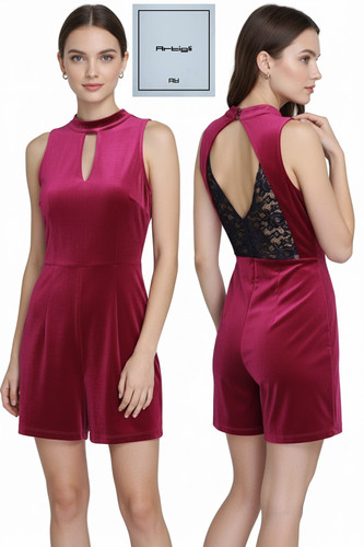 Tuta short ciniglia pizzo - tuta,